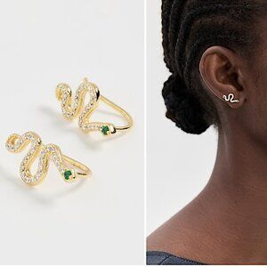 NEW ~ Anthropologie SHASHI Serpent Climber Gold Earrings